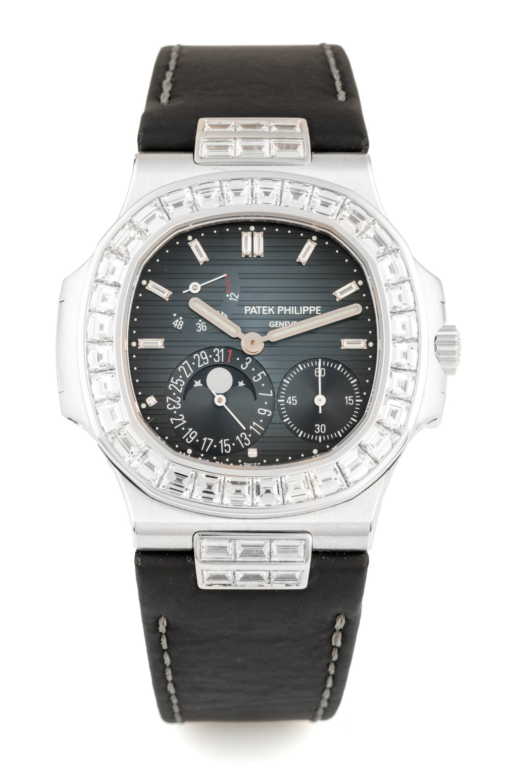 Patek Philippe Nautilus Ref. 5724 — Oro Blanco con Diamantes Baguette