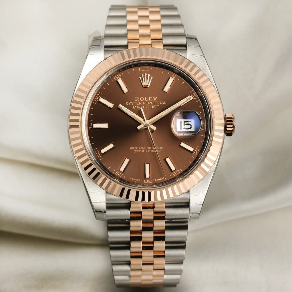 Rolex Datejust 41 126331 Oyster Perpetual de oro rosa de 18 quilates y acero inoxidable, esfera chocolate Jubile