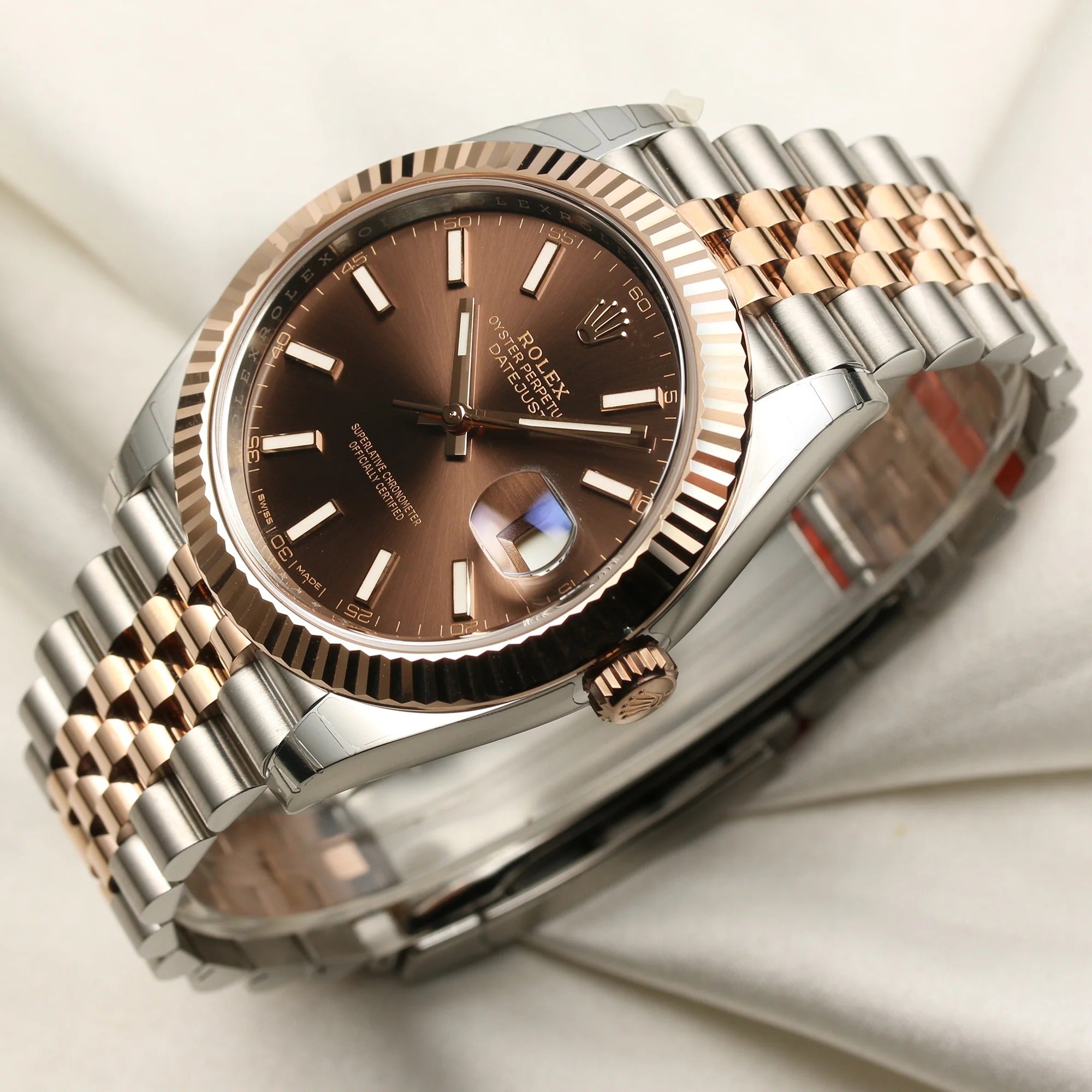 Rolex Datejust 41 126331 Oyster Perpetual de oro rosa de 18 quilates y acero inoxidable, esfera chocolate Jubile