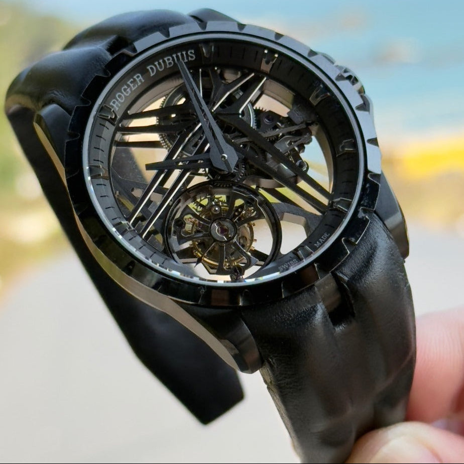 Roger Dubuis Excalibur White gold mechanical watch 42MM.Skeleton Flying Tourbillon Excalibur