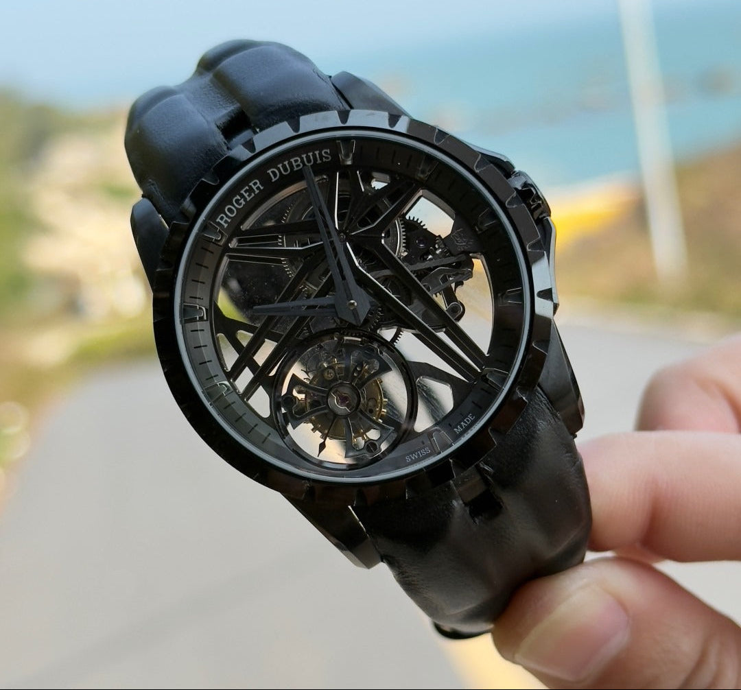 Roger Dubuis Excalibur White gold mechanical watch 42MM.Skeleton Flying Tourbillon Excalibur