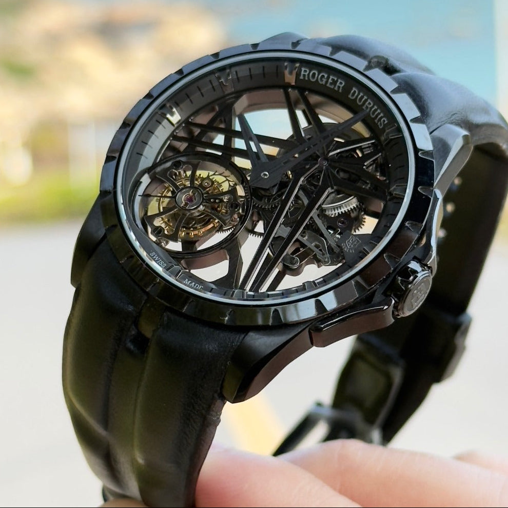 Roger Dubuis Excalibur White gold mechanical watch 42MM.Skeleton Flying Tourbillon Excalibur