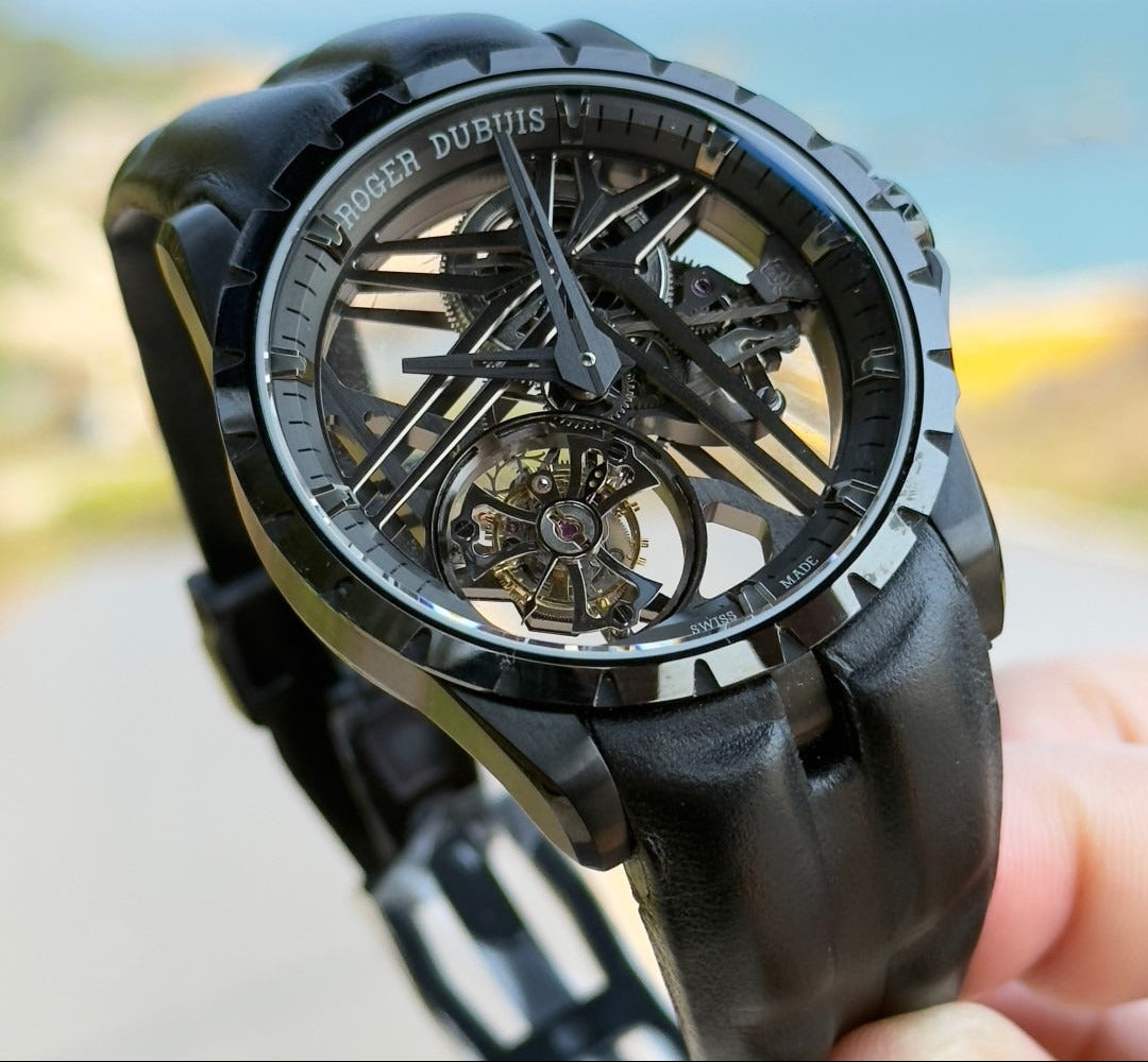 Roger Dubuis Excalibur White gold mechanical watch 42MM.Skeleton Flying Tourbillon Excalibur