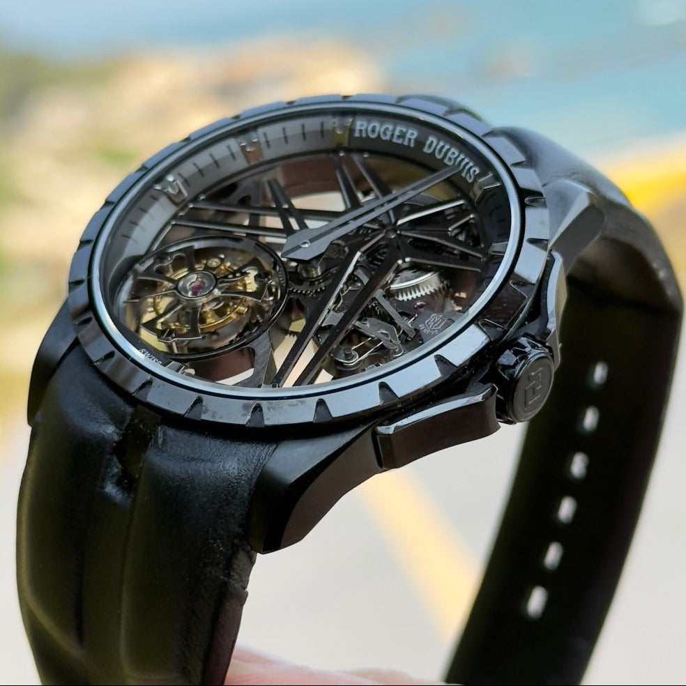 Roger Dubuis Excalibur White gold mechanical watch 42MM.Skeleton Flying Tourbillon Excalibur