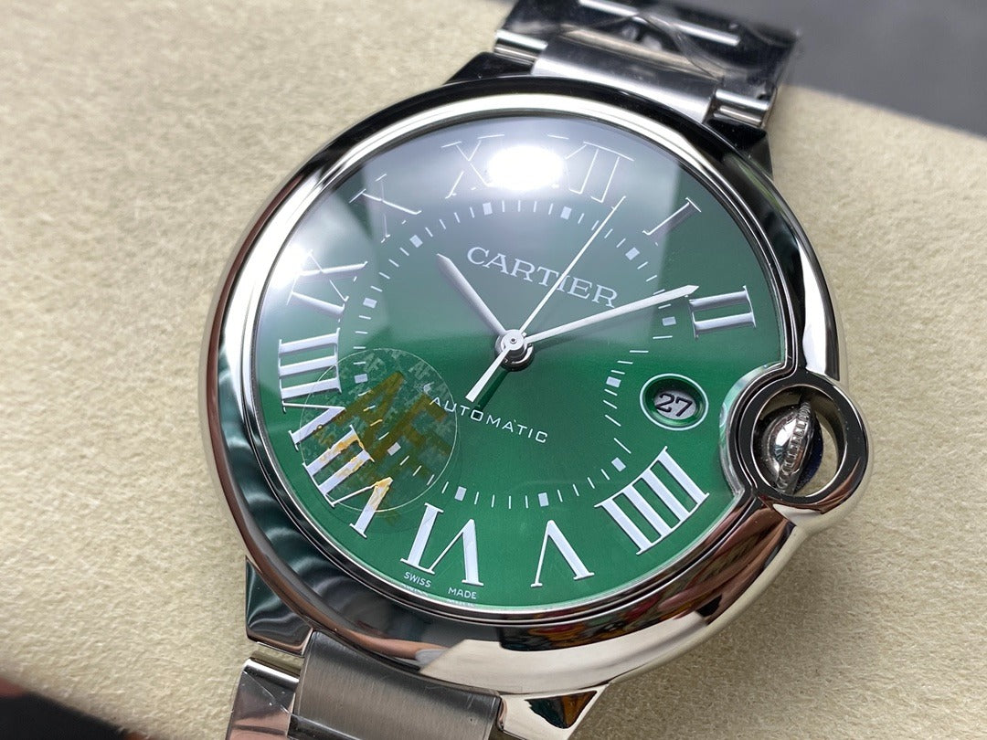 Cartier Ballon Bleu de Cartier Steel / Green / 40.0 mm / Box&Papers / WSBB0071