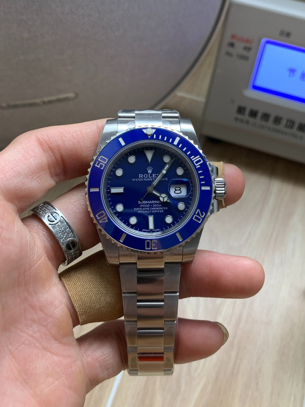 Rolex Submariner Azul Hombre, 40mm Plateado con Caja