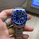 Rolex Submariner Azul Hombre, 40mm Plateado con Caja