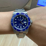 Rolex Submariner Azul Hombre, 40mm Plateado con Caja